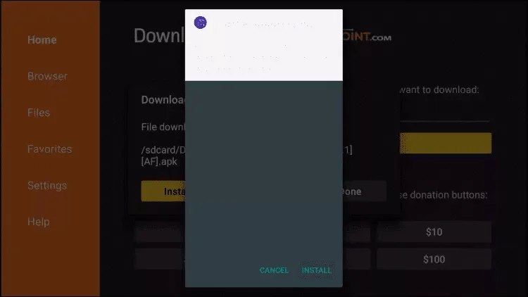 In de download-app worden in de Android-installatieprompt installatieopties weergegeven.
