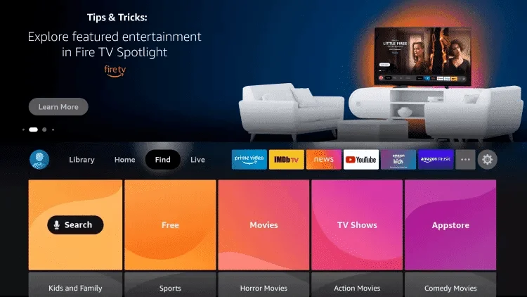Amazon Fire TV-startscherm