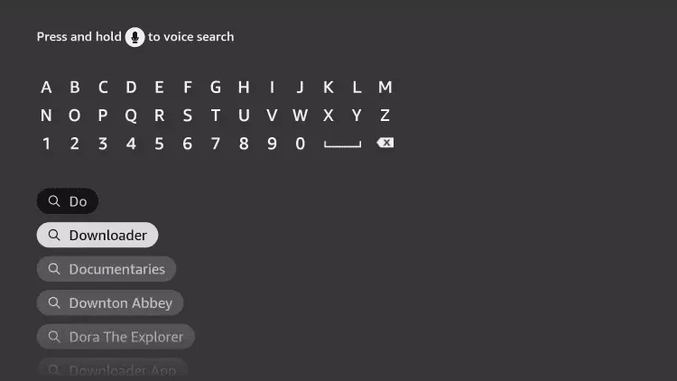 Zoek Downloader in de app store van de fire tv stick