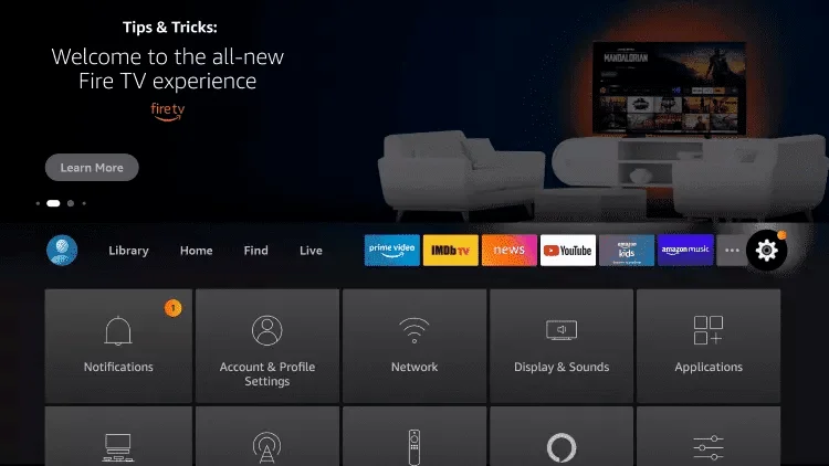 Fire TV-instellingenpagina